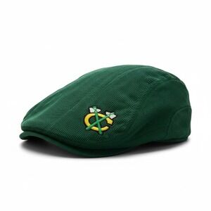 Chicago Blackhawks St Patrick's Day Green Corduroy Flat Cap Hat Kick 10 SGA OSFA